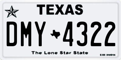 TX license plate DMY4322