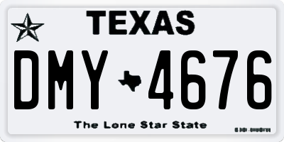 TX license plate DMY4676