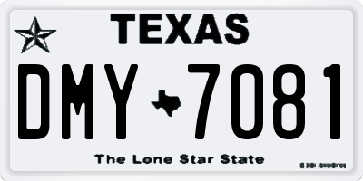 TX license plate DMY7081