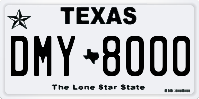 TX license plate DMY8000