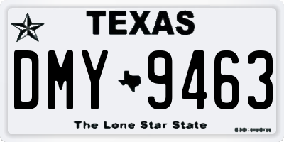 TX license plate DMY9463