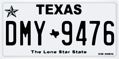 TX license plate DMY9476