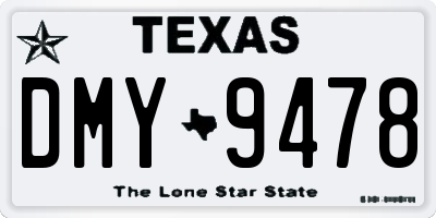 TX license plate DMY9478