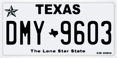 TX license plate DMY9603