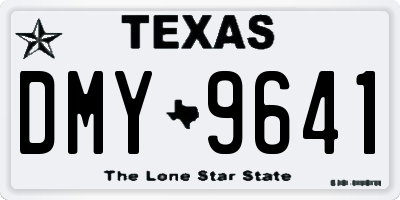 TX license plate DMY9641