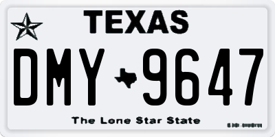 TX license plate DMY9647