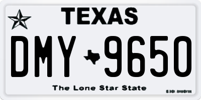 TX license plate DMY9650