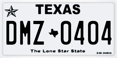 TX license plate DMZ0404