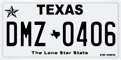 TX license plate DMZ0406