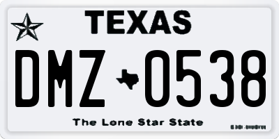 TX license plate DMZ0538