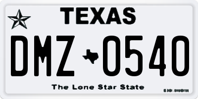 TX license plate DMZ0540