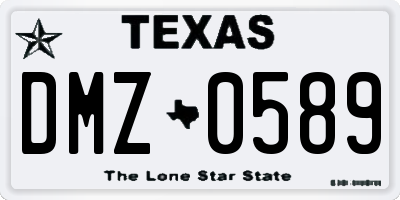 TX license plate DMZ0589