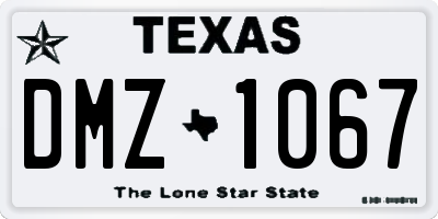 TX license plate DMZ1067