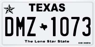 TX license plate DMZ1073