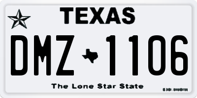 TX license plate DMZ1106