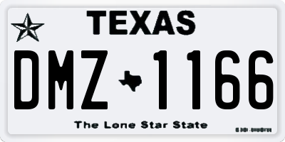 TX license plate DMZ1166