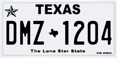 TX license plate DMZ1204