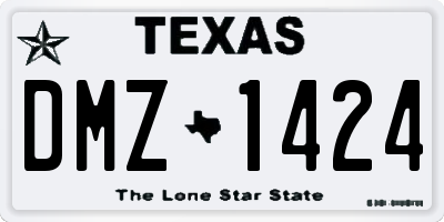 TX license plate DMZ1424