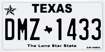 TX license plate DMZ1433