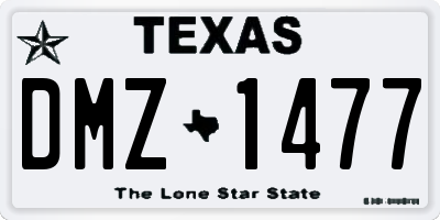 TX license plate DMZ1477