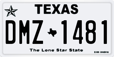 TX license plate DMZ1481