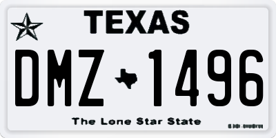 TX license plate DMZ1496