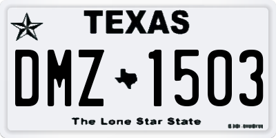 TX license plate DMZ1503