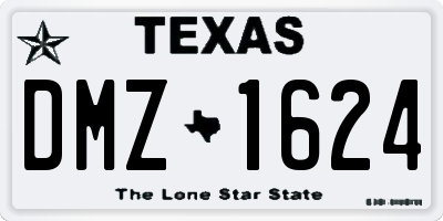 TX license plate DMZ1624