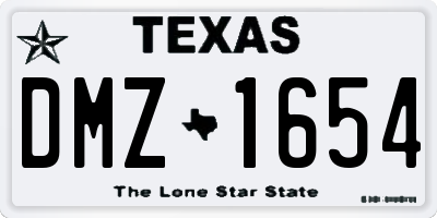 TX license plate DMZ1654