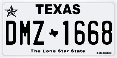 TX license plate DMZ1668