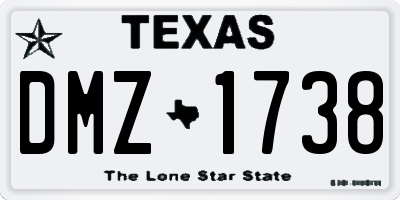 TX license plate DMZ1738