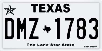 TX license plate DMZ1783