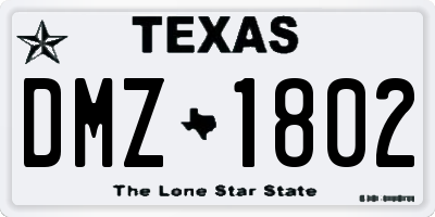 TX license plate DMZ1802