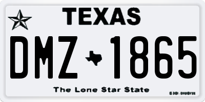 TX license plate DMZ1865