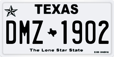 TX license plate DMZ1902