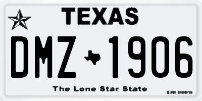 TX license plate DMZ1906