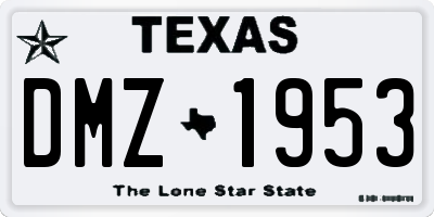 TX license plate DMZ1953