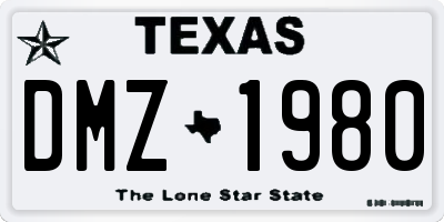 TX license plate DMZ1980