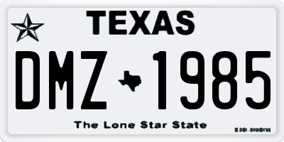 TX license plate DMZ1985