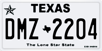 TX license plate DMZ2204