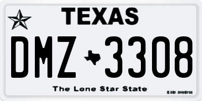 TX license plate DMZ3308