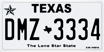 TX license plate DMZ3334