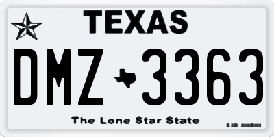 TX license plate DMZ3363