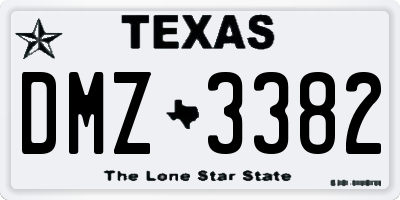 TX license plate DMZ3382