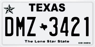 TX license plate DMZ3421