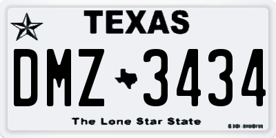 TX license plate DMZ3434