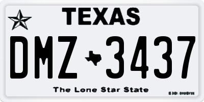 TX license plate DMZ3437