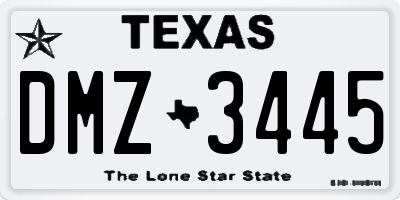 TX license plate DMZ3445