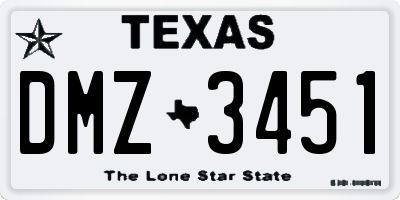 TX license plate DMZ3451