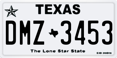 TX license plate DMZ3453